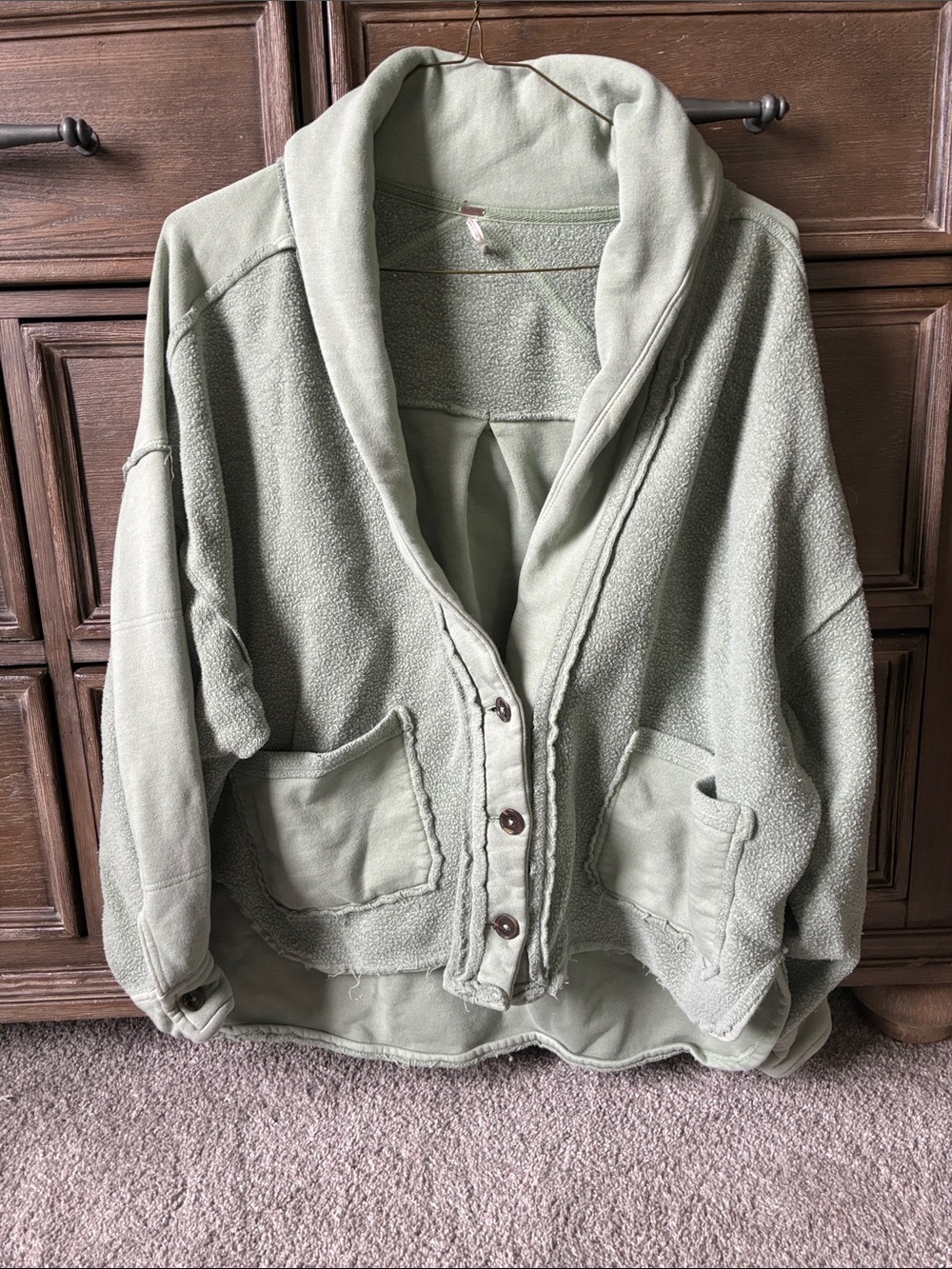 Free People Sage Green Fleece Top